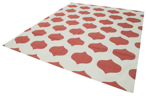 Geometric Duri Kırmızı Geometrik Pamuk Yün El Dokuma Halısı 244x296 Agacan
