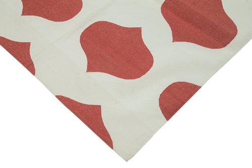 Geometric Duri Kırmızı Geometrik Pamuk Yün El Dokuma Halısı 244x296 Agacan