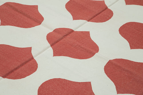 Geometric Duri Kırmızı Geometrik Pamuk Yün El Dokuma Halısı 244x296 Agacan