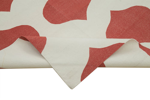 Geometric Duri Kırmızı Geometrik Pamuk Yün El Dokuma Halısı 244x296 Agacan