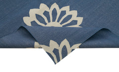 Geometric Duri Mavi Geometrik Pamuk Yün El Dokuma Halısı 245x305 Agacan