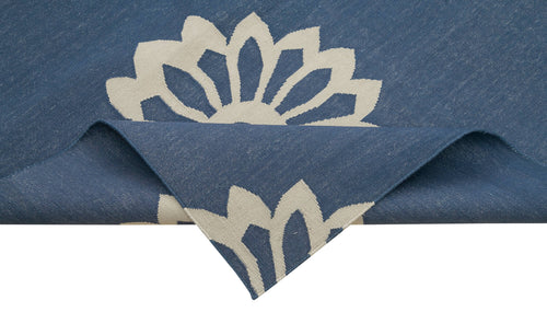 Geometric Duri Mavi Geometrik Pamuk Yün El Dokuma Halısı 245x305 Agacan