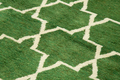 Morocco Yeşil Geometrik Yün Pamuk El Dokuma Halısı 231x335 Agacan
