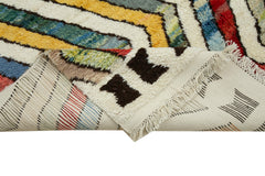 Morocco Beyaz Geometrik Yün Pamuk El Dokuma Halısı 222x270 Agacan