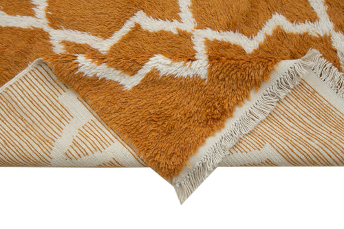 Morocco Turuncu Geometrik Yün Pamuk El Dokuma Halısı 273x385 Agacan