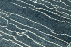 Morocco Mavi Geometrik Yün Pamuk El Dokuma Halısı 192x280 Agacan