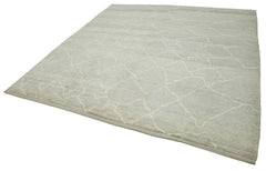 Morocco Gri Geometrik Yün Pamuk El Dokuma Halısı 248x290 Agacan