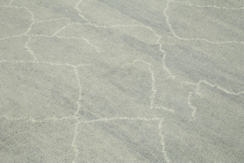 Morocco Gri Geometrik Yün Pamuk El Dokuma Halısı 248x290 Agacan