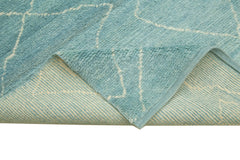 Morocco Mavi Geometrik Yün Pamuk El Dokuma Halısı 235x291 Agacan