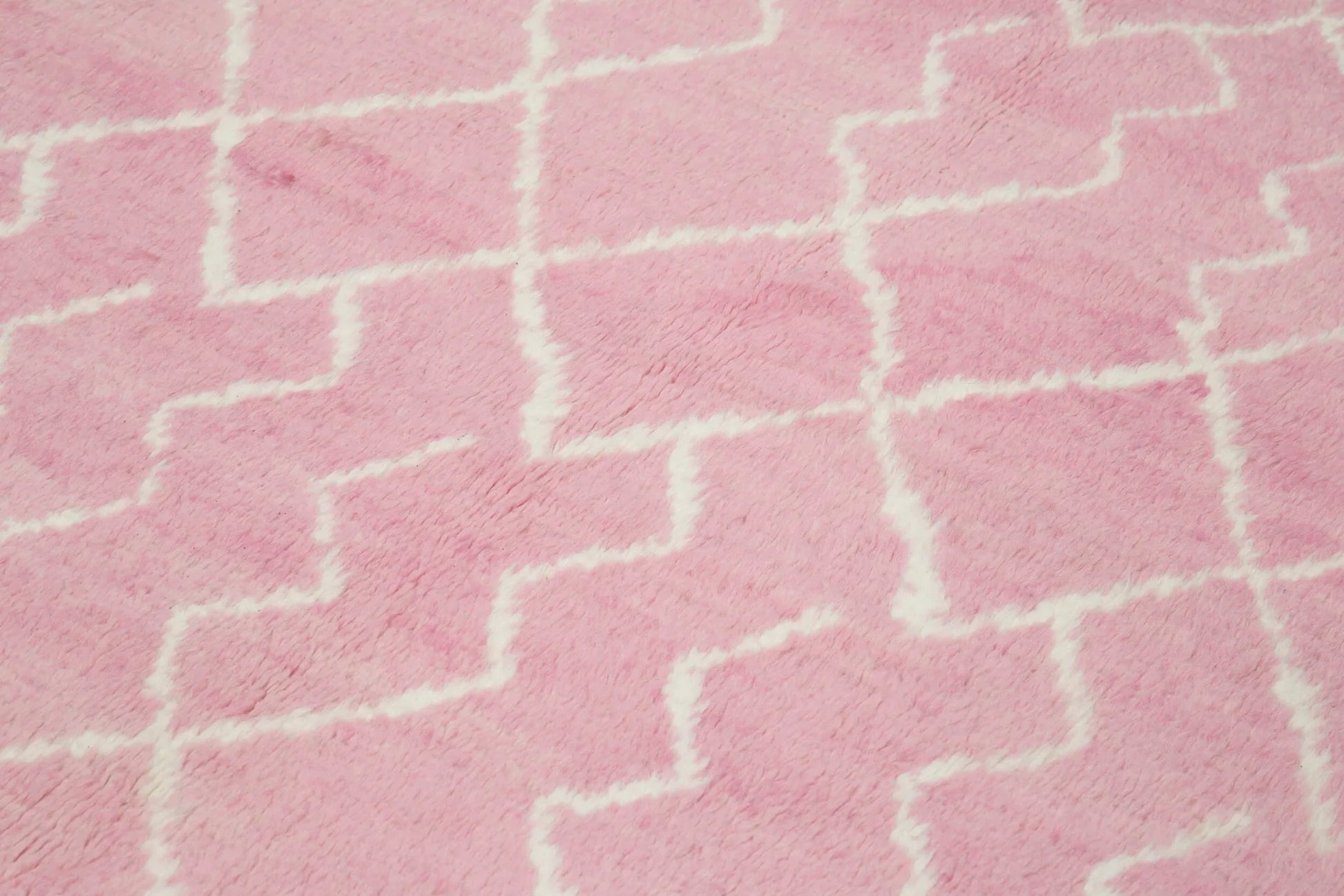 Morocco Pembe Geometrik Yün Pamuk El Dokuma Halısı 250x317 Agacan
