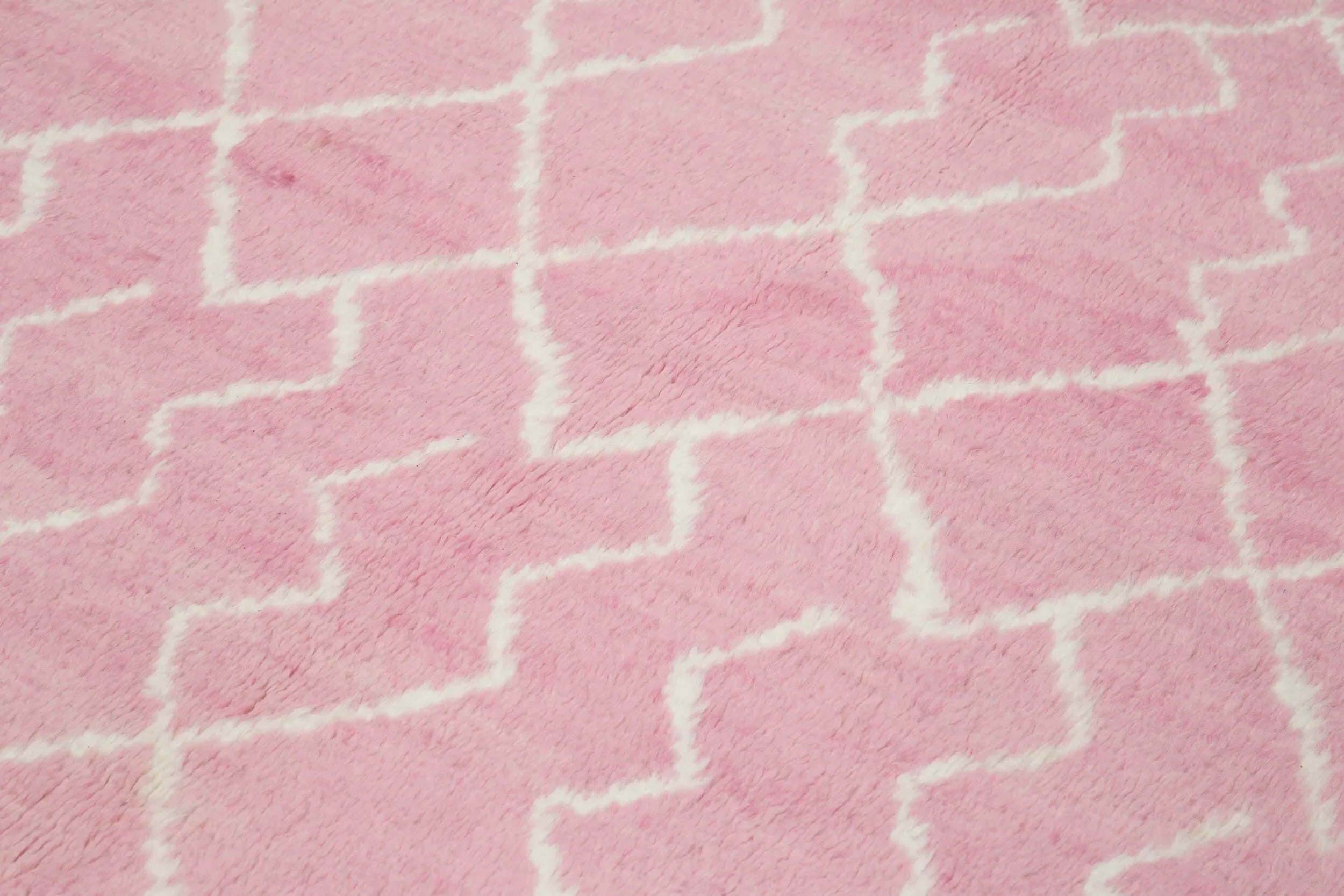 Morocco Pembe Geometrik Yün Pamuk El Dokuma Halısı 250x317 Agacan