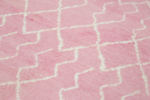 Morocco Pembe Geometrik Yün Pamuk El Dokuma Halısı 250x317 Agacan
