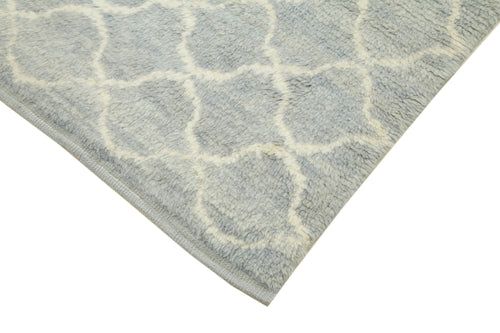 Morocco Mavi Geometrik Yün Pamuk El Dokuma Halısı 234x340 Agacan