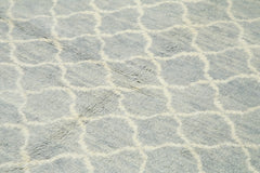 Morocco Mavi Geometrik Yün Pamuk El Dokuma Halısı 234x340 Agacan