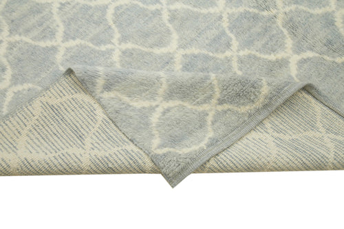 Morocco Mavi Geometrik Yün Pamuk El Dokuma Halısı 234x340 Agacan