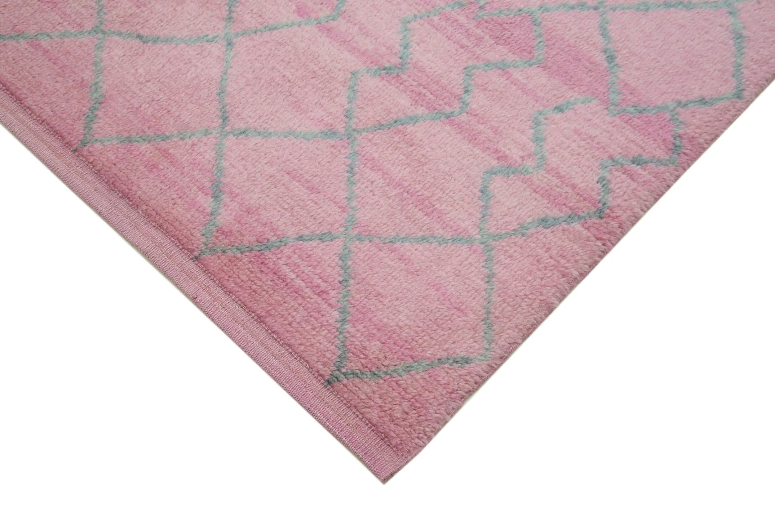 Morocco Pembe Geometrik Yün Pamuk El Dokuma Halısı 240x297 Agacan