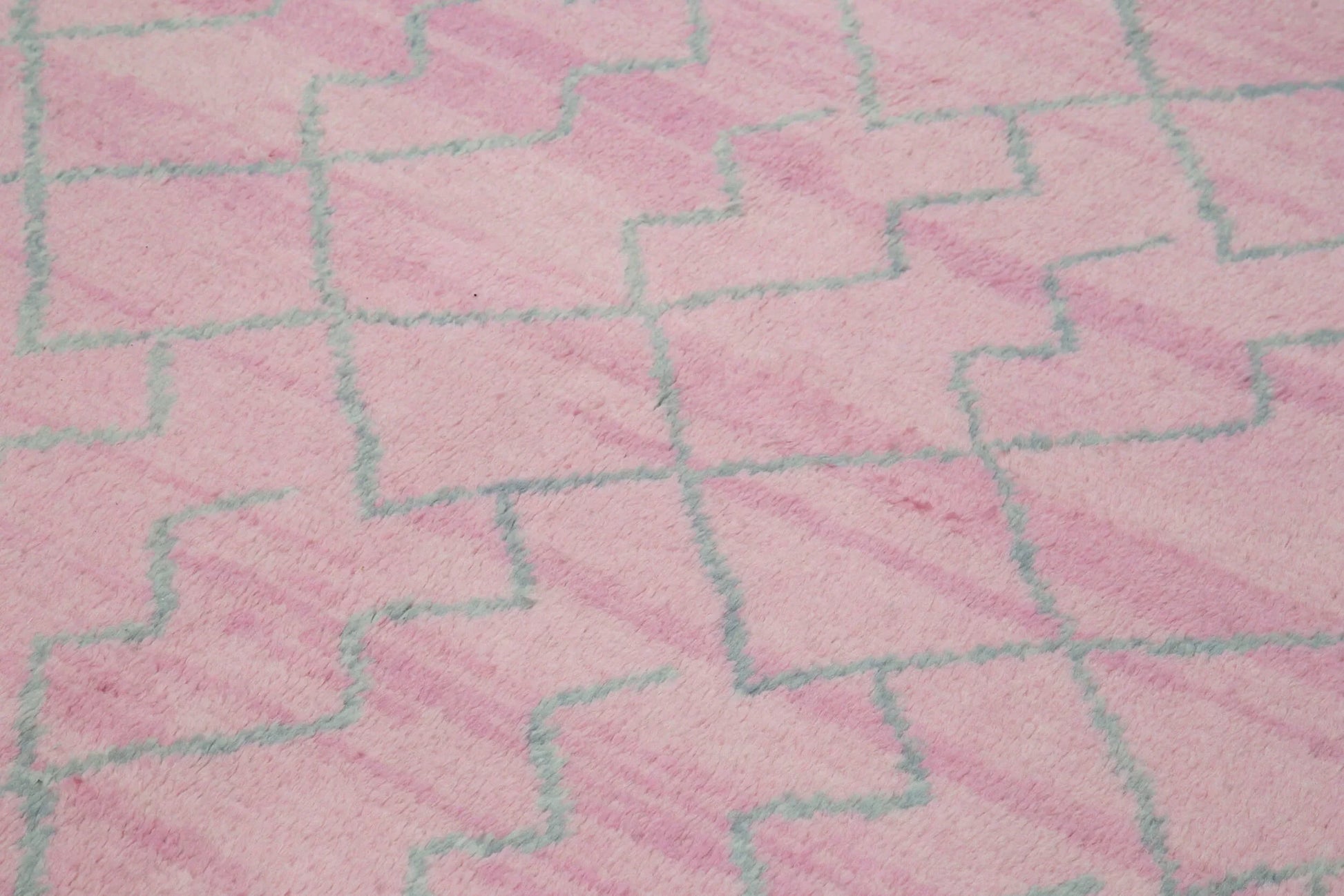 Morocco Pembe Geometrik Yün Pamuk El Dokuma Halısı 240x297 Agacan