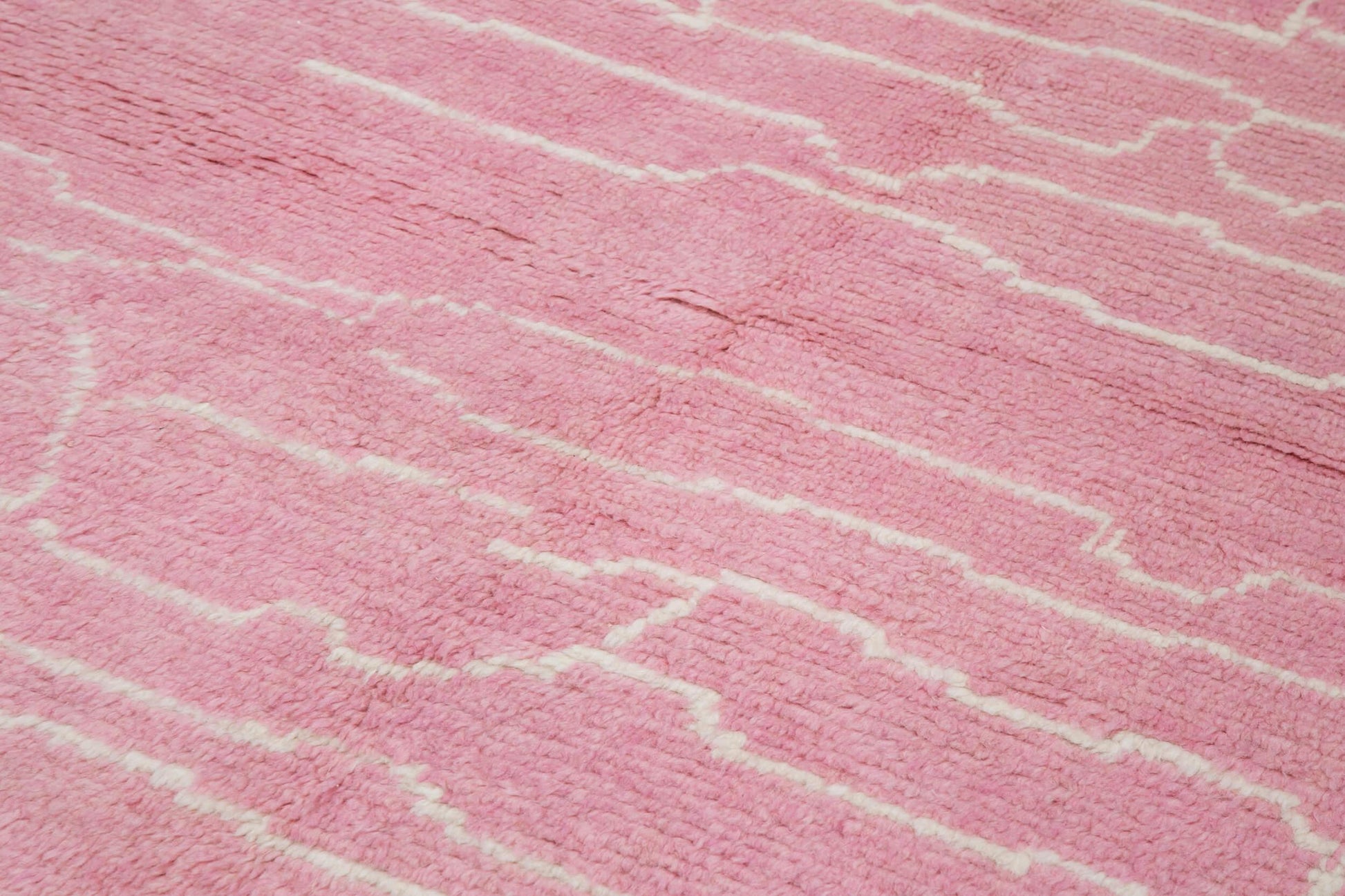 Morocco Pembe Geometrik Yün Pamuk El Dokuma Halısı 189x334 Agacan