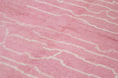 Morocco Pembe Geometrik Yün Pamuk El Dokuma Halısı 189x334 Agacan