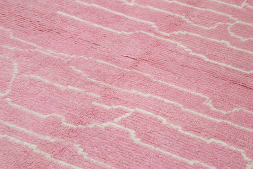 Morocco Pembe Geometrik Yün Pamuk El Dokuma Halısı 189x334 Agacan