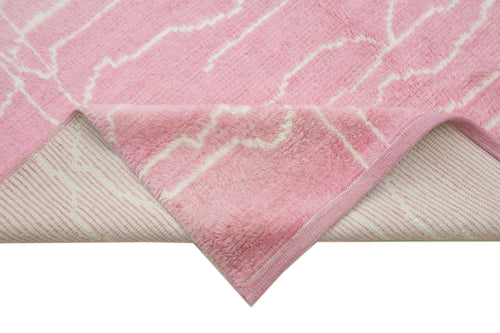 Morocco Pembe Geometrik Yün Pamuk El Dokuma Halısı 189x334 Agacan