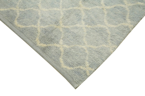 Morocco Mavi Geometrik Yün Pamuk El Dokuma Halısı 277x355 Agacan