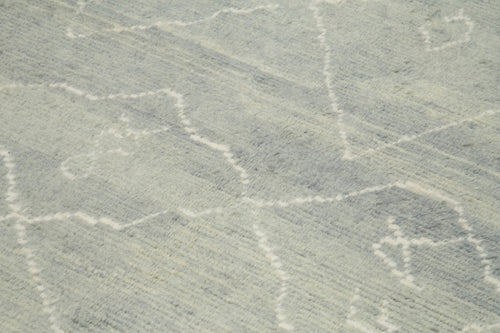 Morocco Gri Geometrik Yün Pamuk El Dokuma Halısı 223x360 Agacan