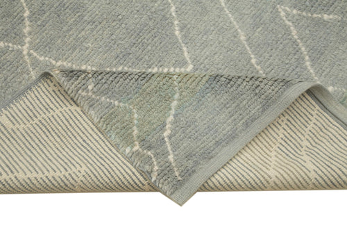 Morocco Gri Geometrik Yün Pamuk El Dokuma Halısı 223x360 Agacan