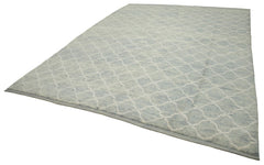 Morocco Mavi Geometrik Yün Pamuk El Dokuma Halısı 280x355 Agacan