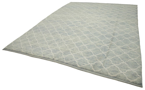 Morocco Mavi Geometrik Yün Pamuk El Dokuma Halısı 280x355 Agacan