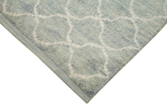 Morocco Mavi Geometrik Yün Pamuk El Dokuma Halısı 280x355 Agacan