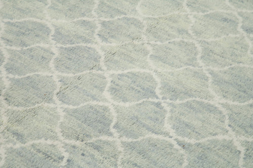 Morocco Mavi Geometrik Yün Pamuk El Dokuma Halısı 280x355 Agacan