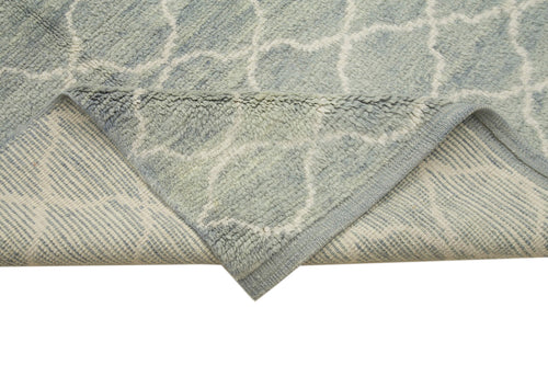 Morocco Mavi Geometrik Yün Pamuk El Dokuma Halısı 280x355 Agacan