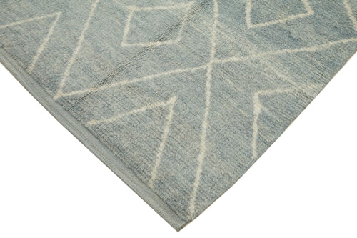 Morocco Mavi Geometrik Yün Pamuk El Dokuma Halısı 280x400 Agacan