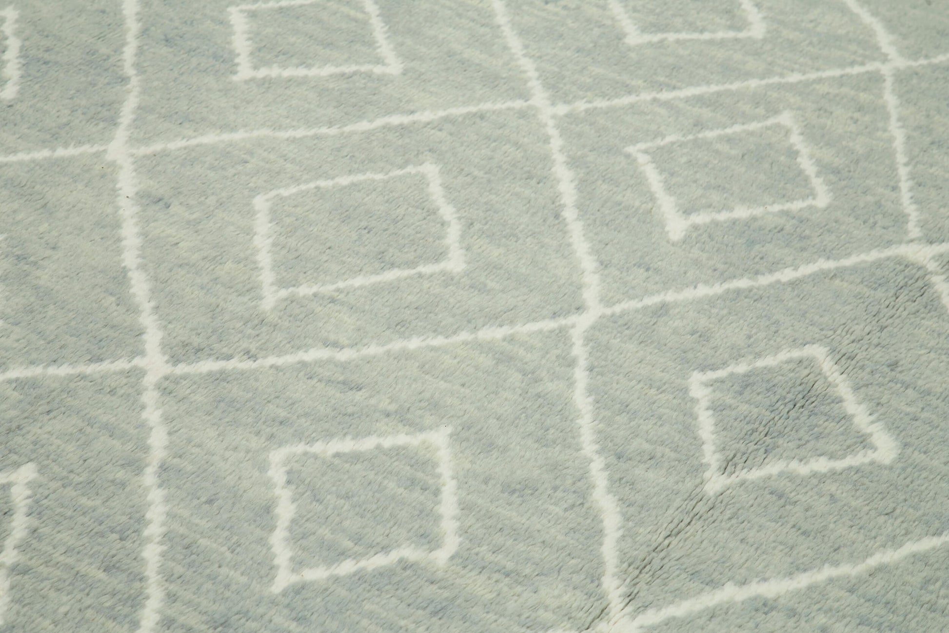 Morocco Gri Geometrik Yün Pamuk El Dokuma Halısı 302x420 Agacan