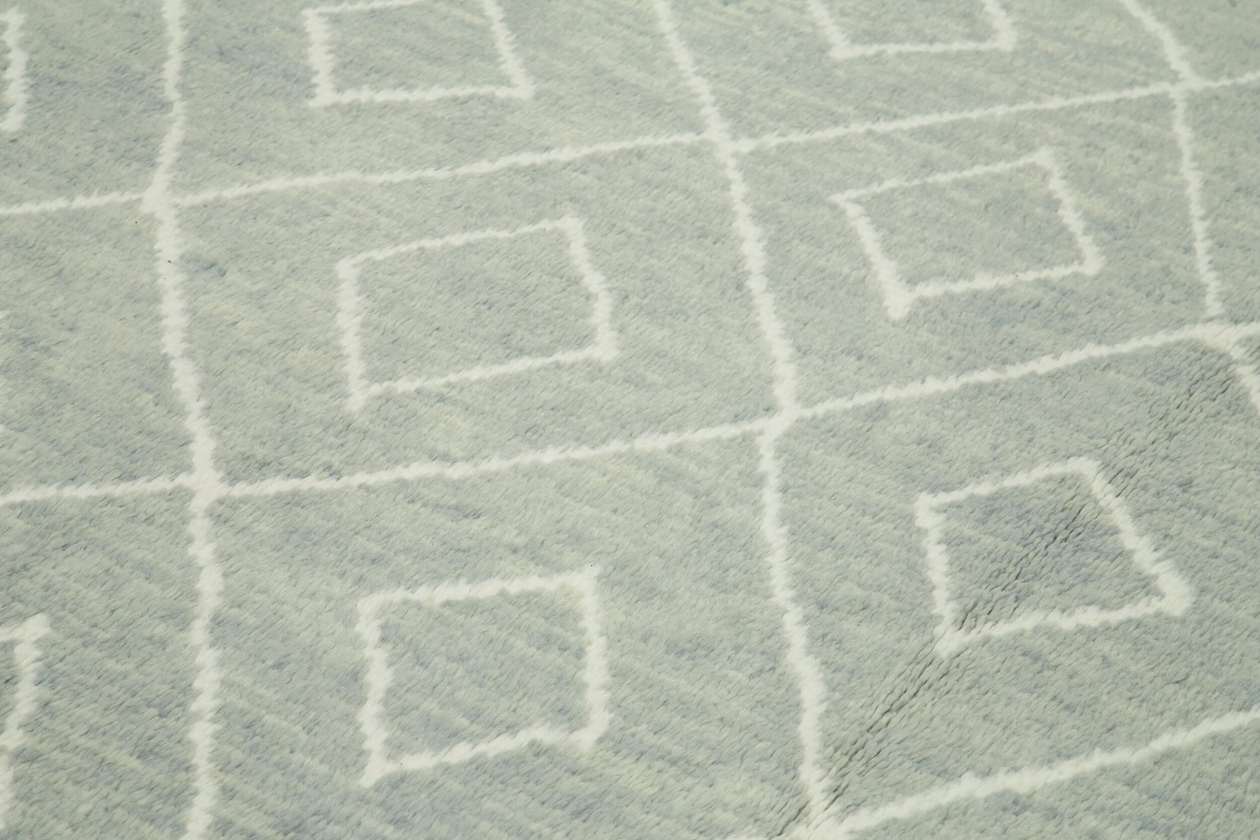 Morocco Gri Geometrik Yün Pamuk El Dokuma Halısı 302x420 Agacan