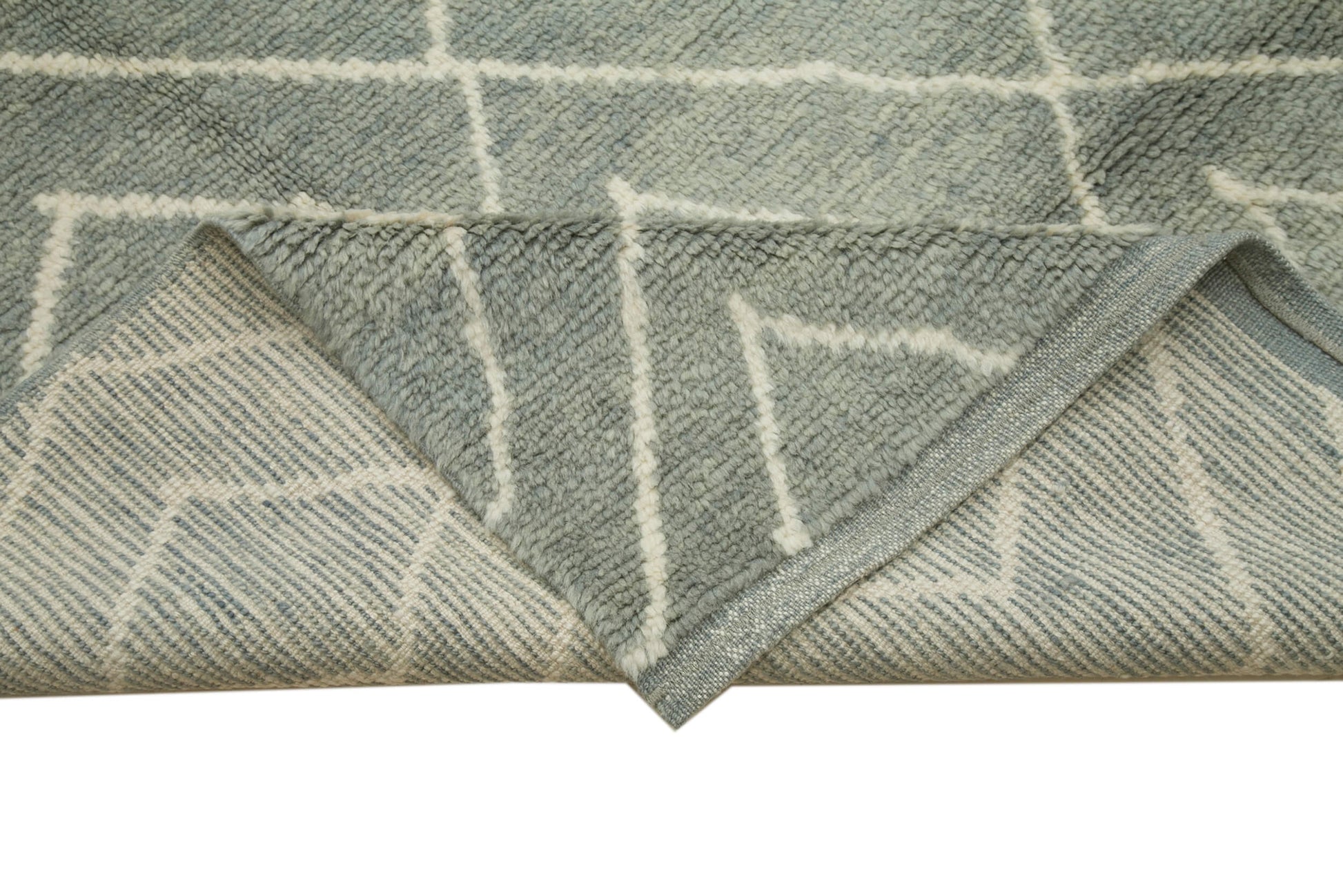 Morocco Gri Geometrik Yün Pamuk El Dokuma Halısı 302x420 Agacan