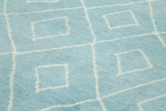 Morocco Mavi Geometrik Yün Pamuk El Dokuma Halısı 296x434 Agacan