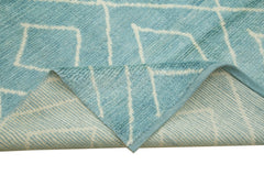 Morocco Mavi Geometrik Yün Pamuk El Dokuma Halısı 296x434 Agacan