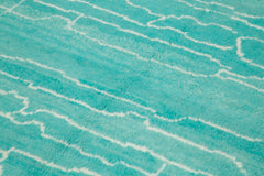 Morocco Turkuaz Geometrik Yün Pamuk El Dokuma Halısı 200x336 Agacan