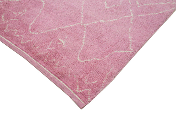 Morocco Pembe Geometrik Yün Pamuk El Dokuma Halısı 214x322 Agacan