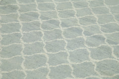 Morocco Mavi Geometrik Yün Pamuk El Dokuma Halısı 271x350 Agacan