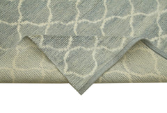 Morocco Mavi Geometrik Yün Pamuk El Dokuma Halısı 271x350 Agacan