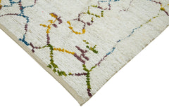 Morocco Beyaz Geometrik Yün Pamuk El Dokuma Halısı 225x293 Agacan