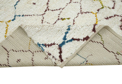 Morocco Beyaz Geometrik Yün Pamuk El Dokuma Halısı 225x293 Agacan