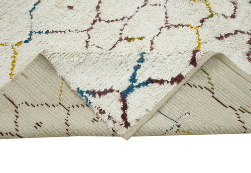 Morocco Beyaz Geometrik Yün Pamuk El Dokuma Halısı 225x293 Agacan