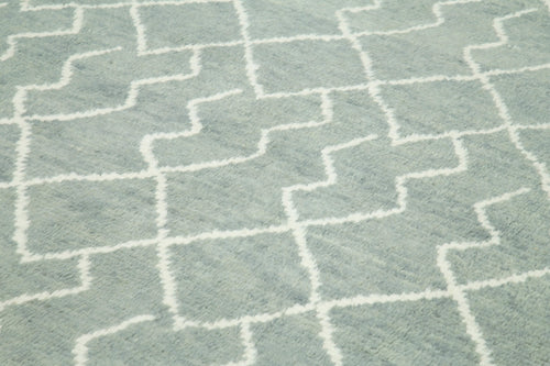 Morocco Gri Geometrik Yün Pamuk El Dokuma Halısı 279x410 Agacan