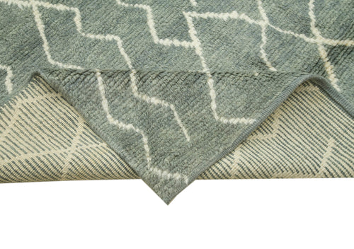 Morocco Gri Geometrik Yün Pamuk El Dokuma Halısı 279x410 Agacan