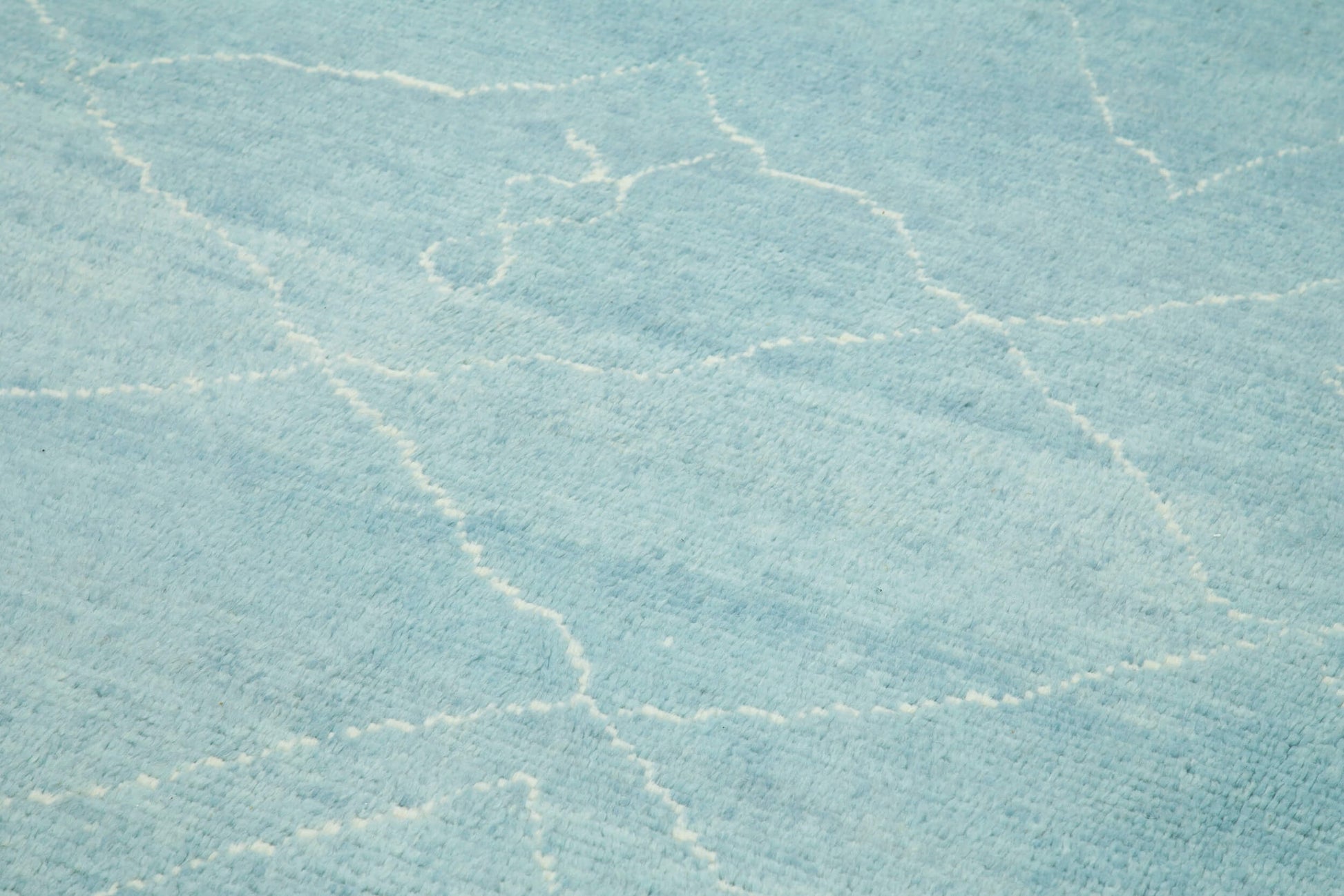 Morocco Mavi Geometrik Yün Pamuk El Dokuma Halısı 302x422 Agacan