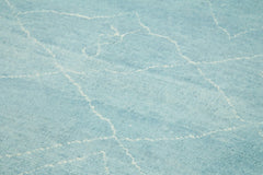 Morocco Mavi Geometrik Yün Pamuk El Dokuma Halısı 302x422 Agacan